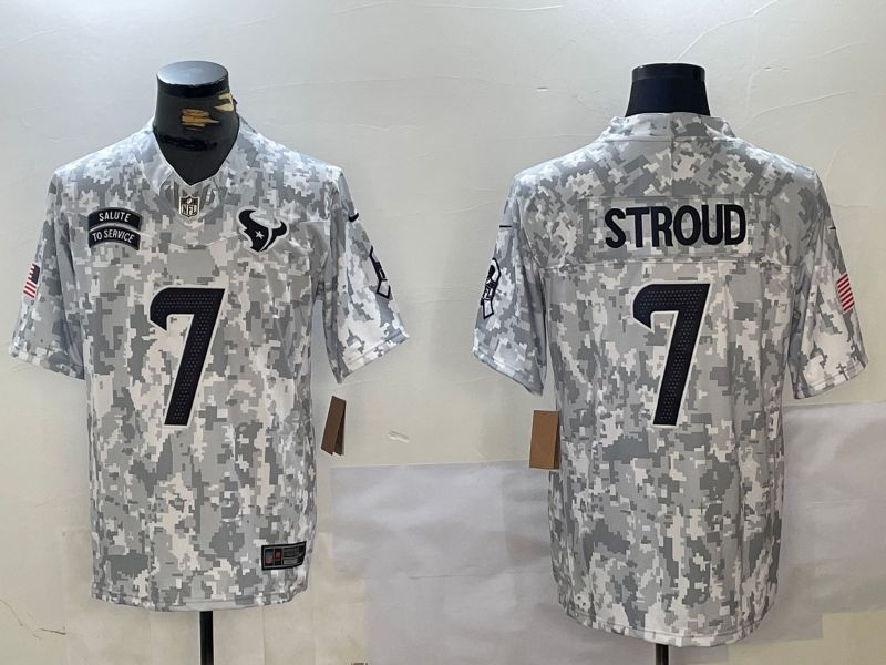 Men Houston Texans #7 Stroud Nike Arctic Camo 2024 Salute to Service Limited NFL Jersey